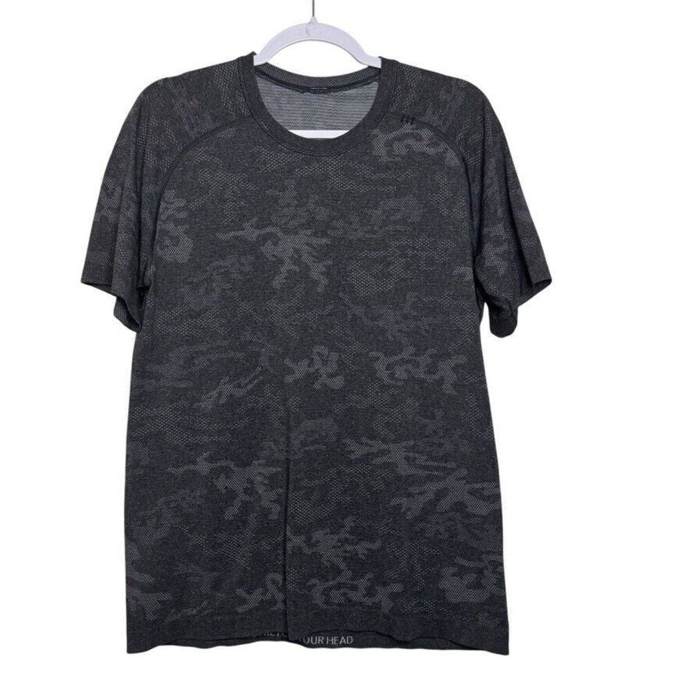 Lululemon Metal Vent Tech Short Sleeve Tee Men M Camo Gray Stretch Breathable